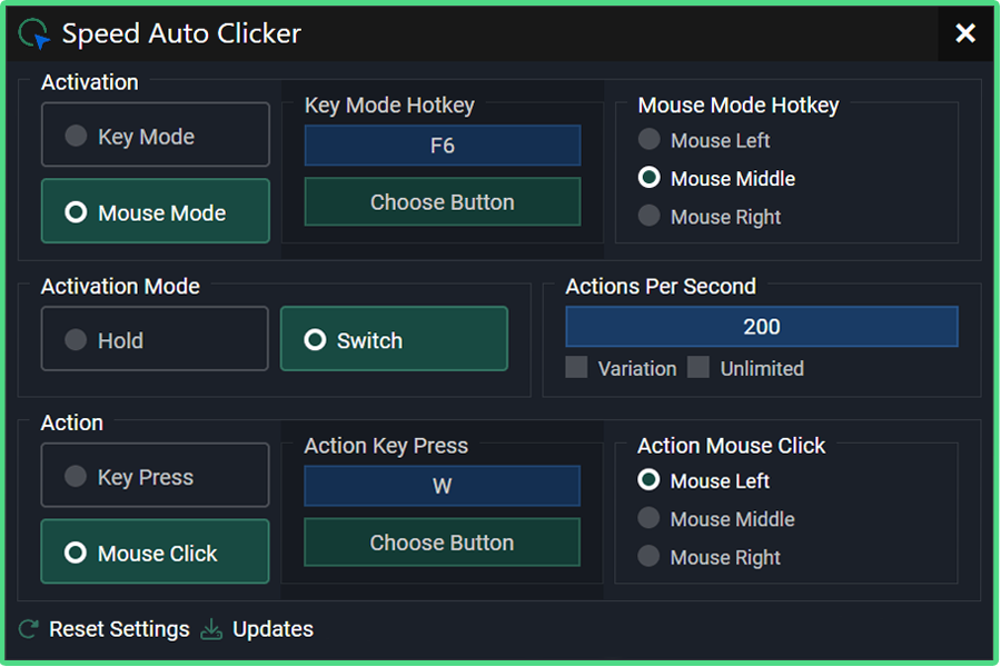 Speed Auto Clicker program interface