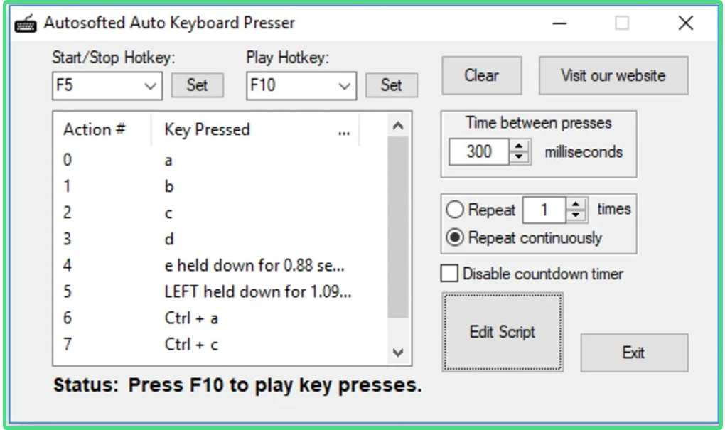 Auto Keyboard Presser program interface